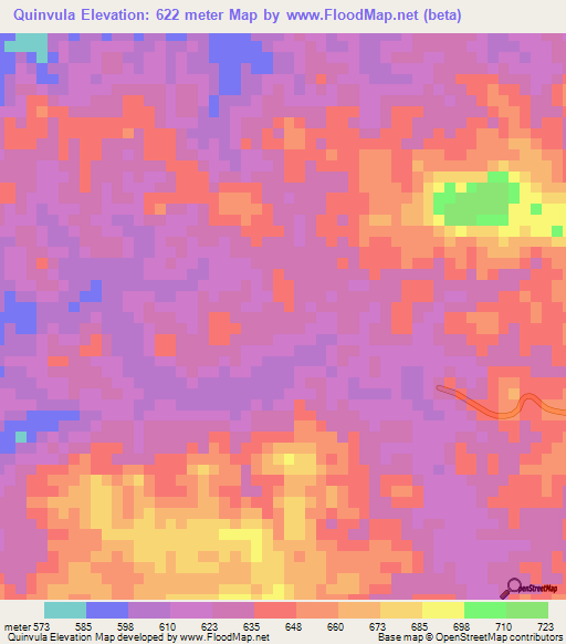 Quinvula,Angola Elevation Map