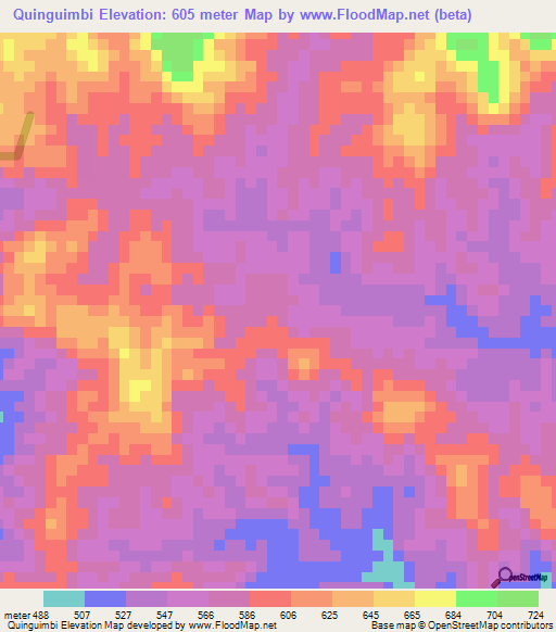 Quinguimbi,Angola Elevation Map