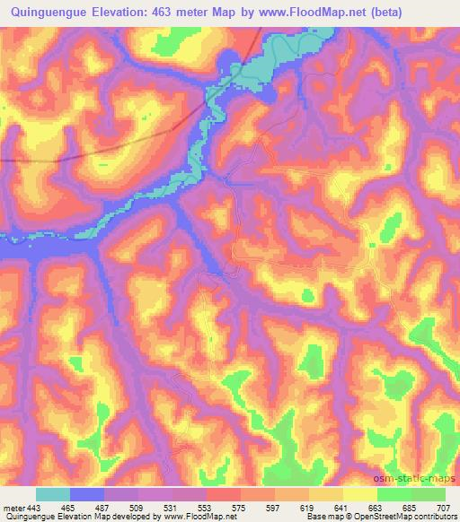 Quinguengue,Angola Elevation Map
