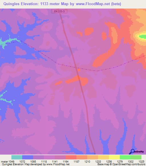 Quingles,Angola Elevation Map