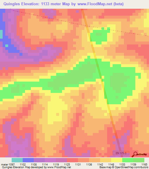 Quingles,Angola Elevation Map