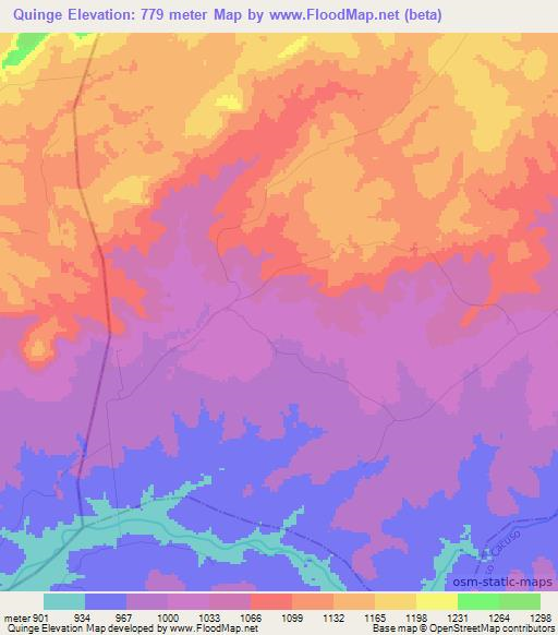 Quinge,Angola Elevation Map