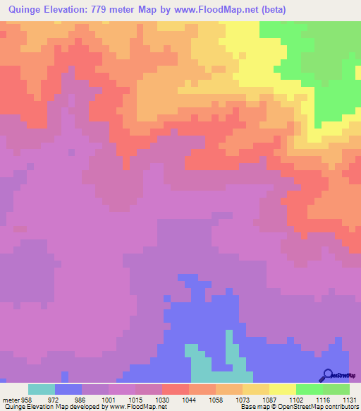 Quinge,Angola Elevation Map
