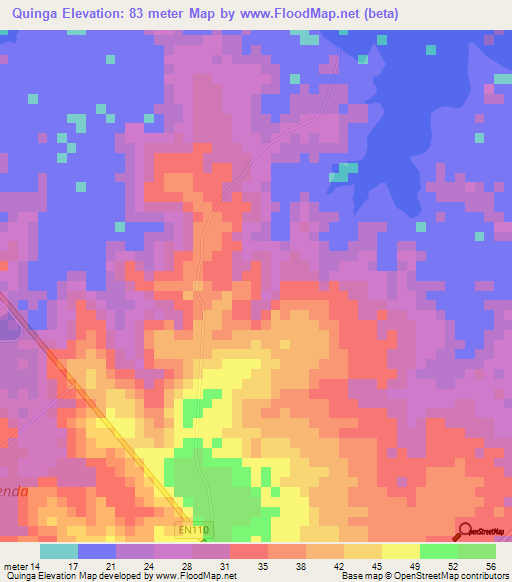 Quinga,Angola Elevation Map