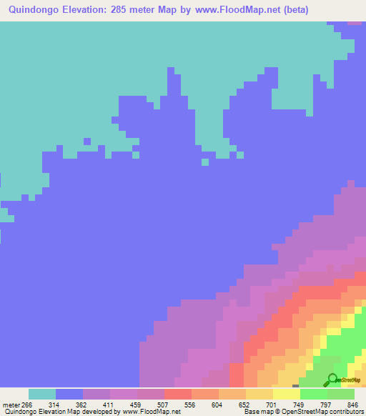 Quindongo,Angola Elevation Map