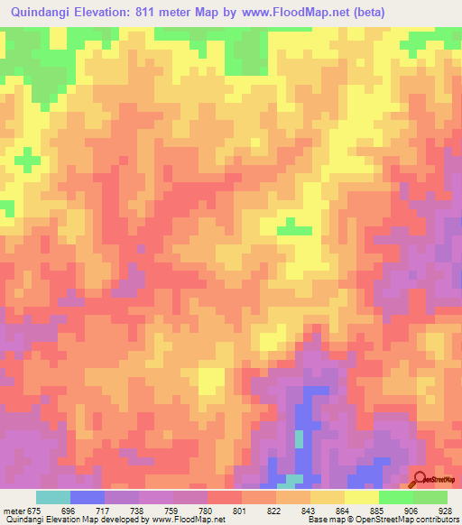 Quindangi,Angola Elevation Map