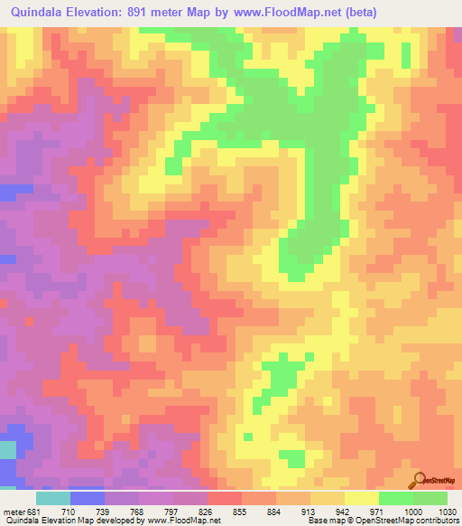 Quindala,Angola Elevation Map