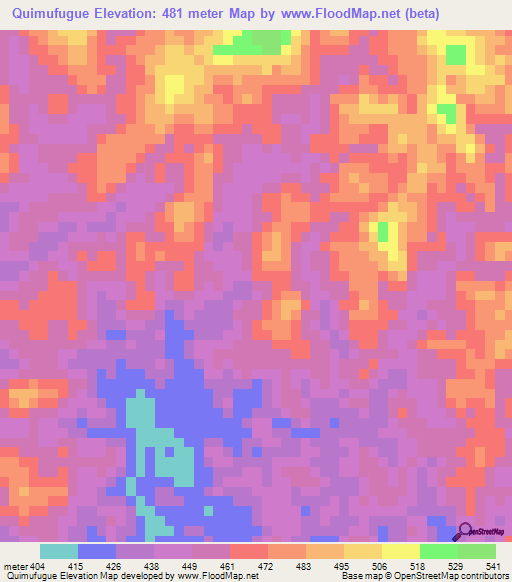 Quimufugue,Angola Elevation Map