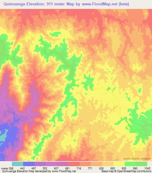 Quimuenga,Angola Elevation Map