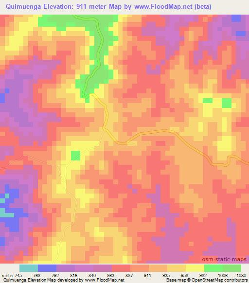 Quimuenga,Angola Elevation Map