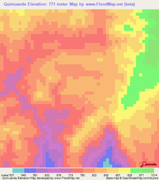Quimuande,Angola Elevation Map