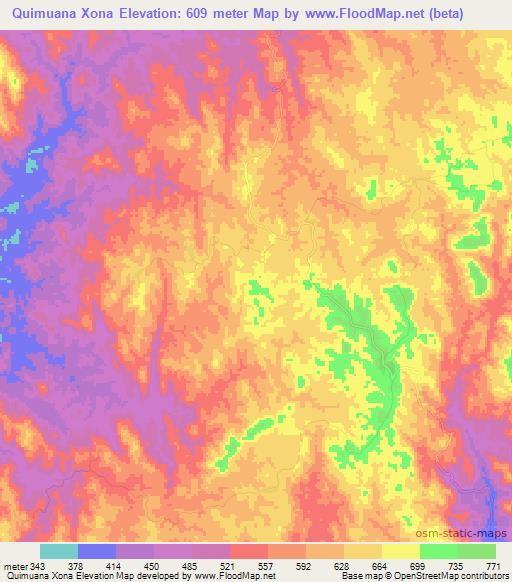 Quimuana Xona,Angola Elevation Map