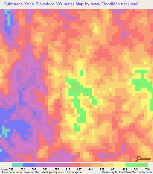Quimuana Xona,Angola Elevation Map