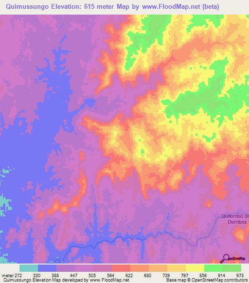 Quimussungo,Angola Elevation Map