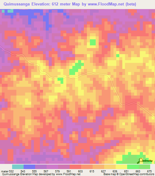 Quimussanga,Angola Elevation Map
