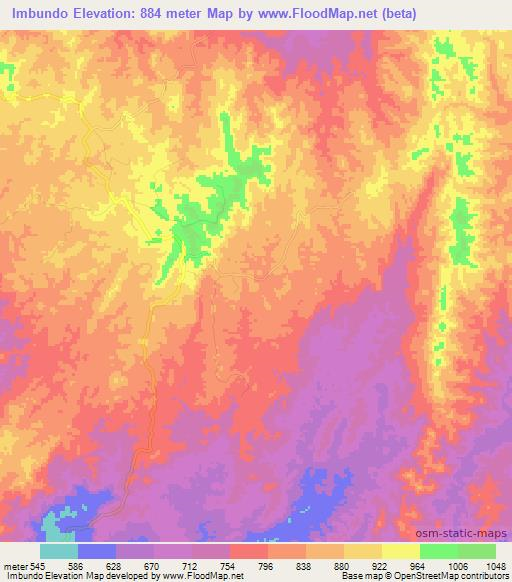 Imbundo,Angola Elevation Map