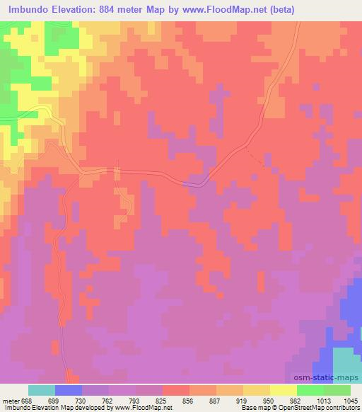 Imbundo,Angola Elevation Map