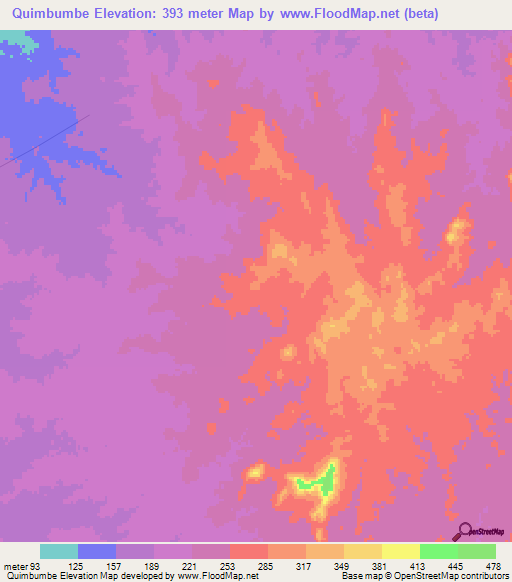 Quimbumbe,Angola Elevation Map