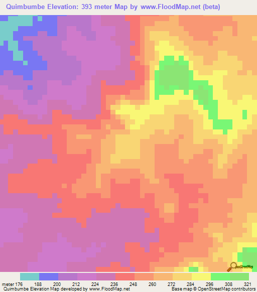 Quimbumbe,Angola Elevation Map