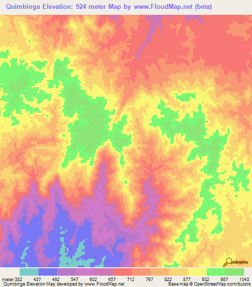 Quimbinga,Angola Elevation Map