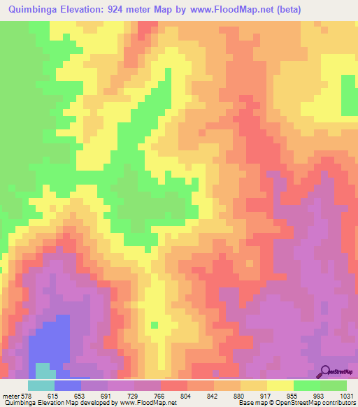 Quimbinga,Angola Elevation Map