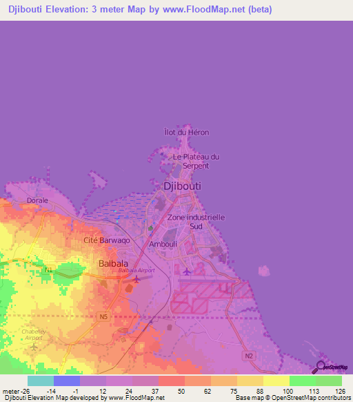 Djibouti,Djibouti Elevation Map