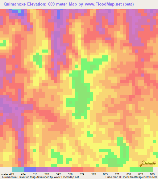 Quimanoxe,Angola Elevation Map