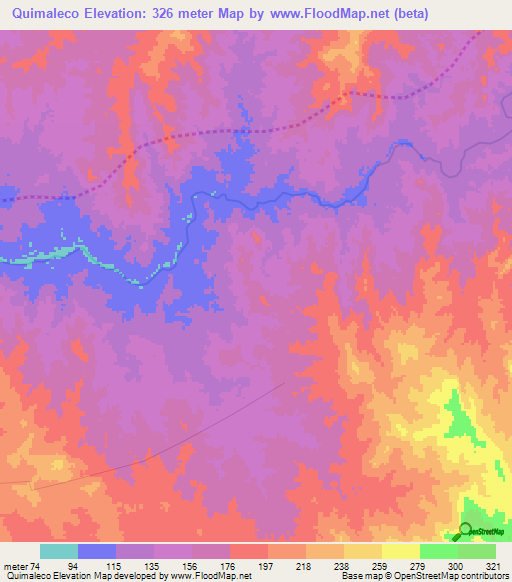 Quimaleco,Angola Elevation Map