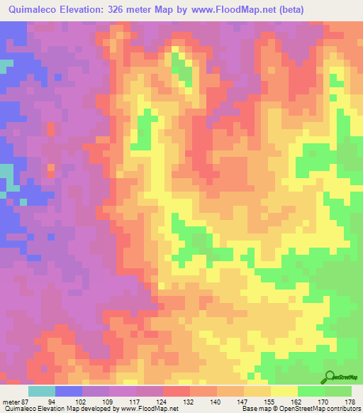 Quimaleco,Angola Elevation Map