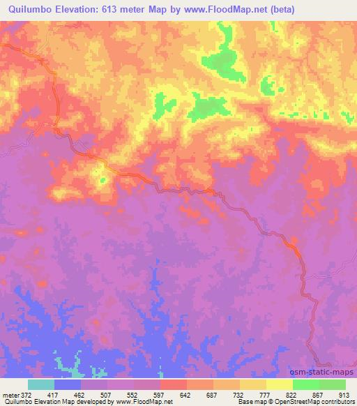 Quilumbo,Angola Elevation Map