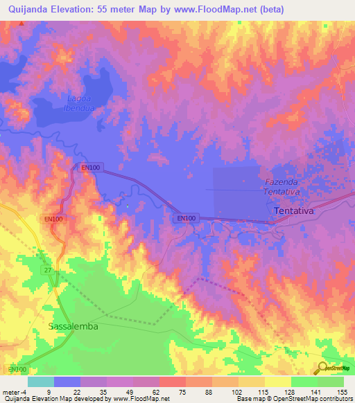 Quijanda,Angola Elevation Map
