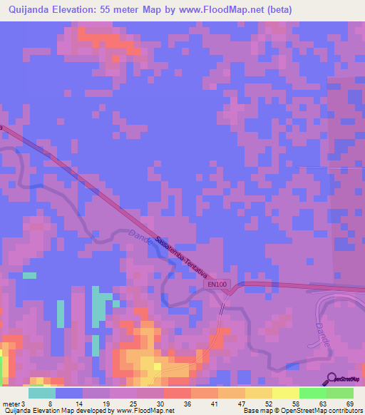Quijanda,Angola Elevation Map
