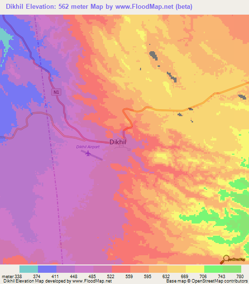 Dikhil,Djibouti Elevation Map
