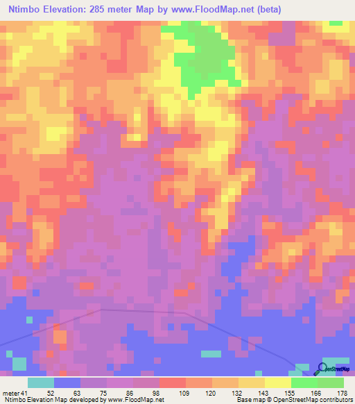 Ntimbo,Angola Elevation Map