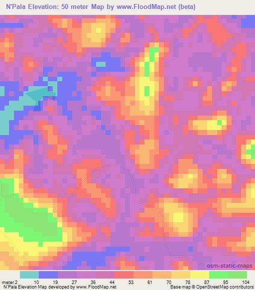 N'Pala,Angola Elevation Map