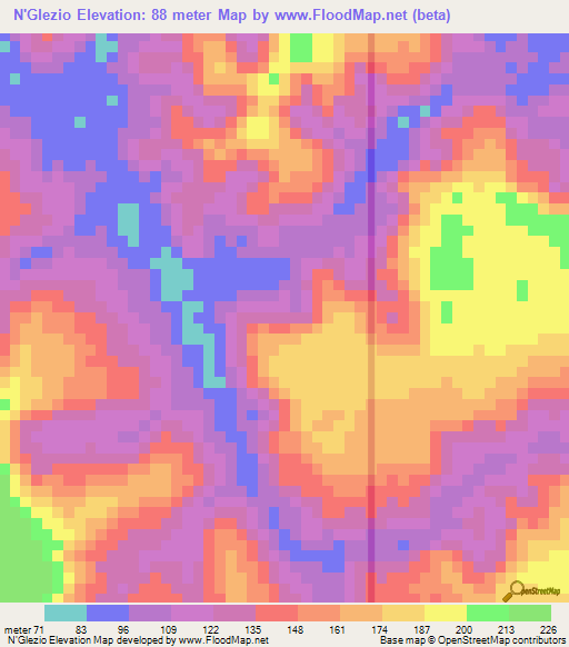 N'Glezio,Angola Elevation Map