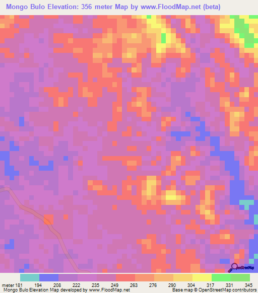 Mongo Bulo,Angola Elevation Map