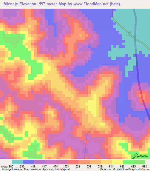 Miconje,Angola Elevation Map