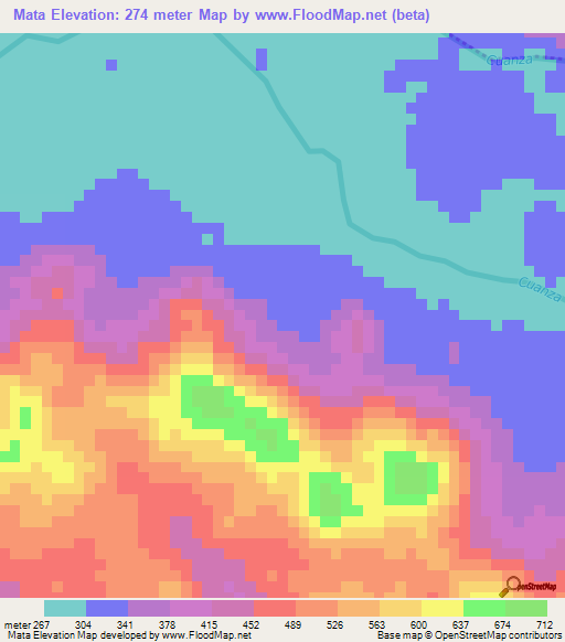 Mata,Angola Elevation Map