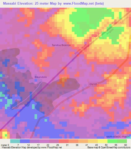 Massabi,Angola Elevation Map