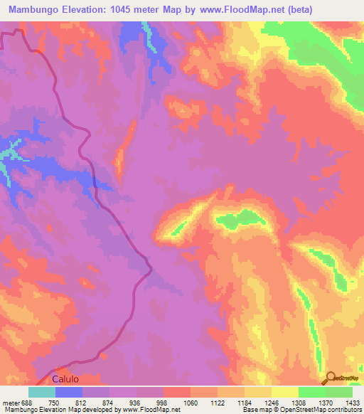 Mambungo,Angola Elevation Map