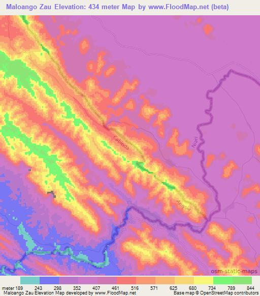 Maloango Zau,Angola Elevation Map