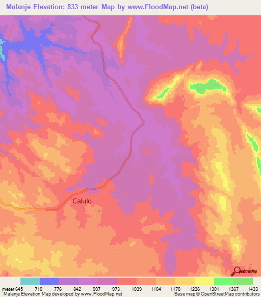 Malanje,Angola Elevation Map