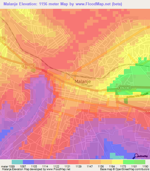 Malanje,Angola Elevation Map