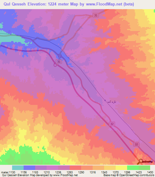 Qul Qesseh,Iran Elevation Map