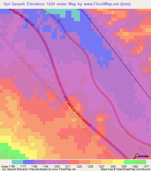 Qul Qesseh,Iran Elevation Map