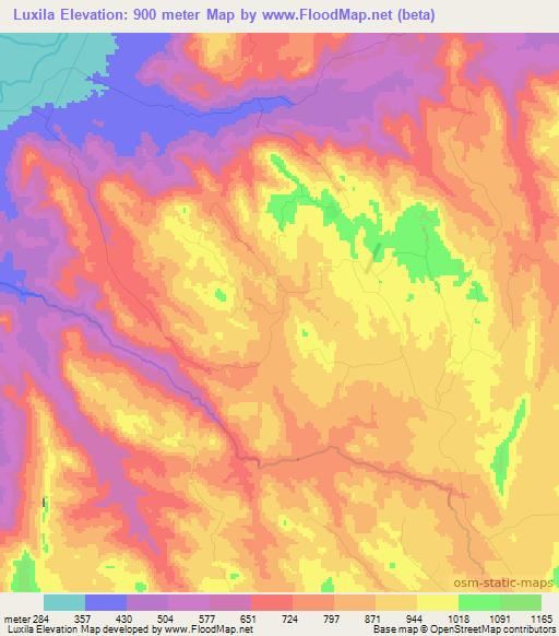 Luxila,Angola Elevation Map