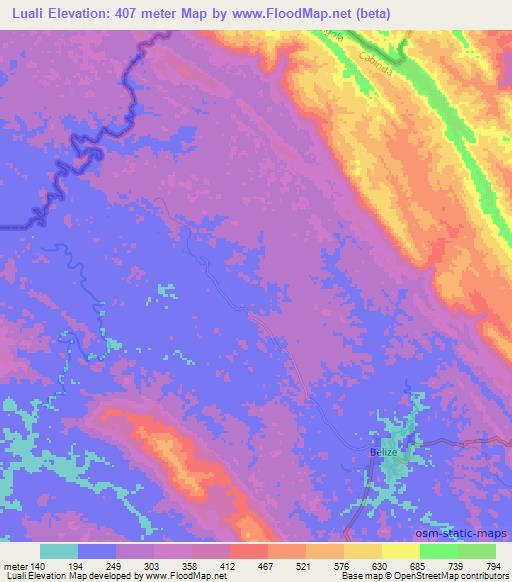 Luali,Angola Elevation Map