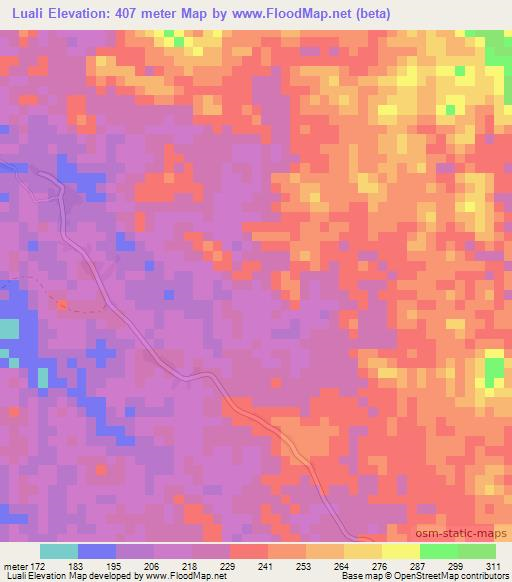 Luali,Angola Elevation Map