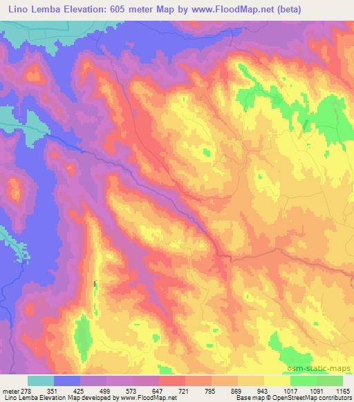 Lino Lemba,Angola Elevation Map